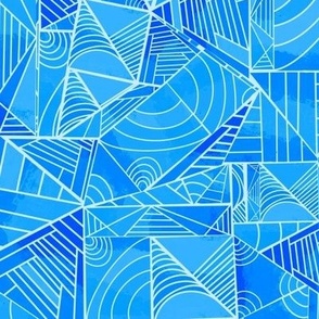 Colorful Lines and Shapes - Blue, Teal, White