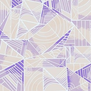 Colorful Lines and Shapes - Ivory, Lilac, Purple