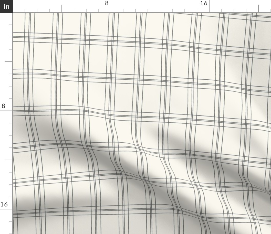 Lined Linens - Quad Plaid - Grey (K70), Ivory 