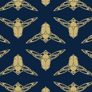 Art Nouveau Scarab Gold and Navy