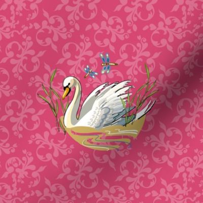 6” Sweet Swan Embroidery Template | Pink