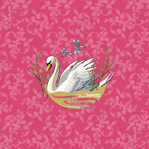 6” Sweet Swan Embroidery Template | Pink