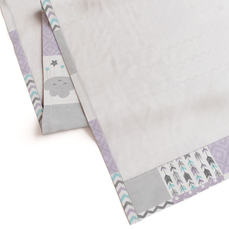 Stars & Moons//Feather Arrows//Lavender & Turquoise - Wholecloth Cheater Quilt