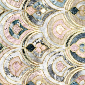 Rotated Marble Art Deco Tiles in Soft Pastels