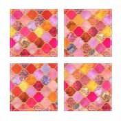 Rotated Hot Pink and Orange Decorative Moroccan Tiles