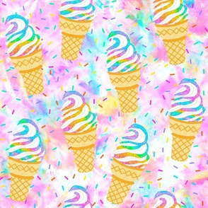 Tie Dye Rainbow Glitter Ice Cream