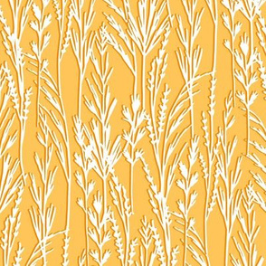Medium Abstract Wild Grass Wheat Field Yellow & White 