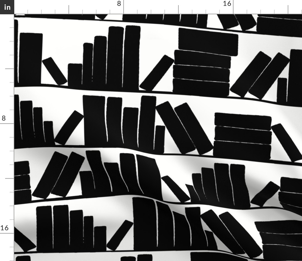 library book shelves black and white, large scale, custom request
