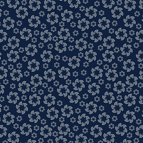 Geometric Abstract Florals on very Dark Blue