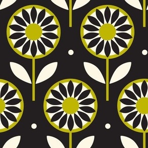 Retro, Line them up, GREEN, geometric, DAISY