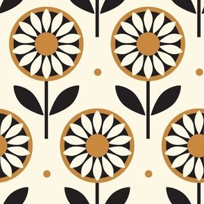 Retro, Line them up, geometric, sunflowers, geometric floral 