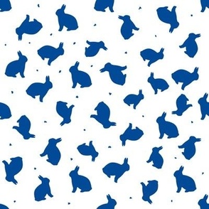 Bunnies dark blue on white free plus dots