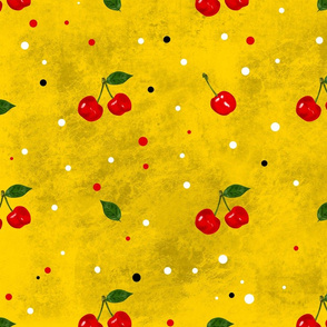 cherries on crazy yellow background