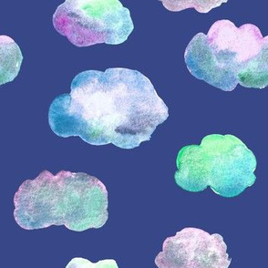 dreamy watercolor clouds on blue 