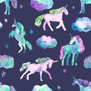 dream unicorns on navy 