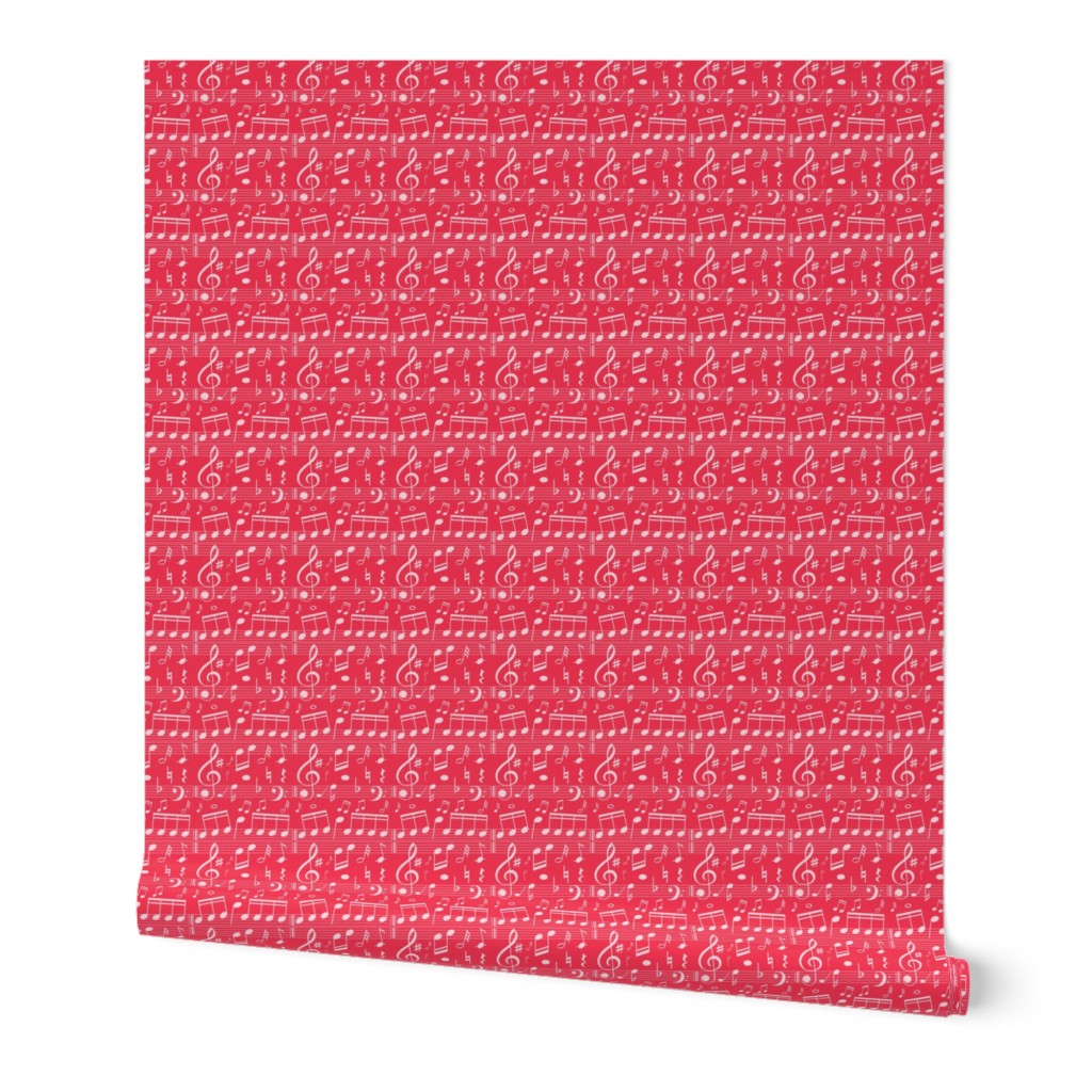 Smaller Scale - Music Notes - Watermelon Pink