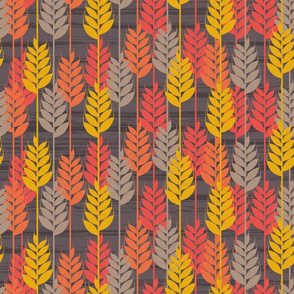 Midcentury Wild Grass - Brown Orange Yellow