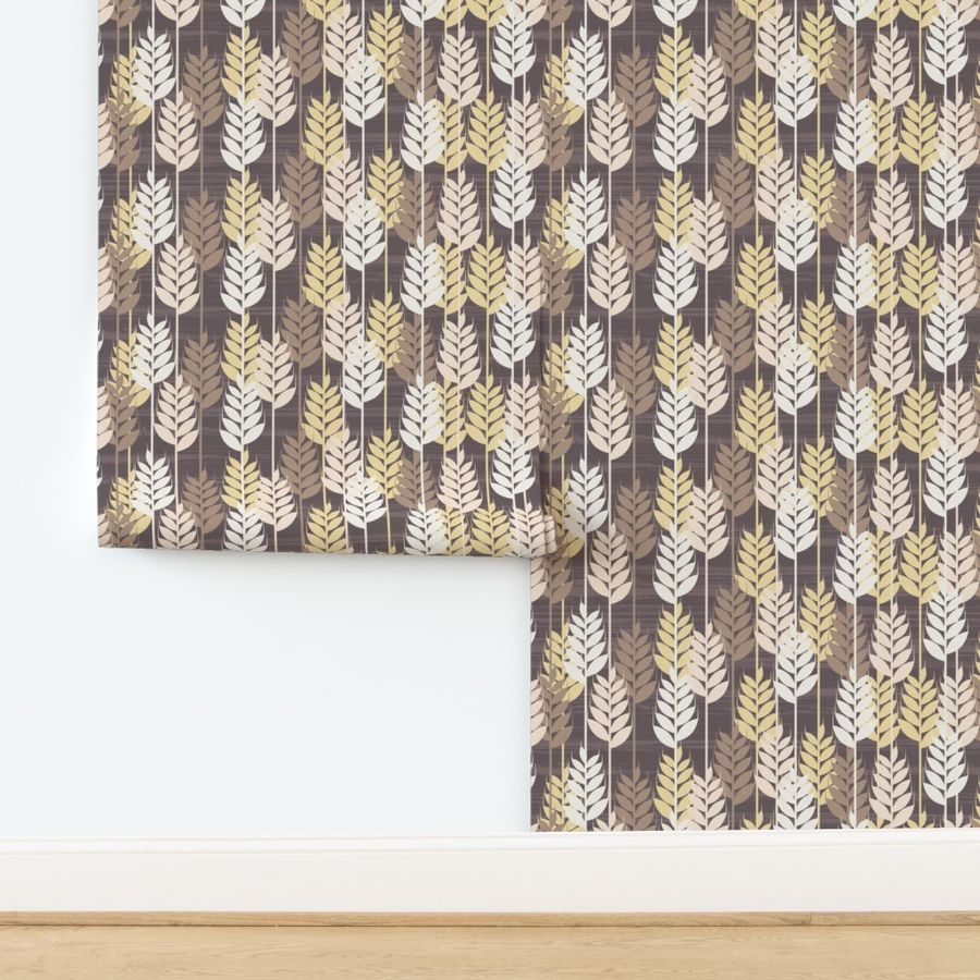 Midcentury Wild Grass - Brown Tan Cream