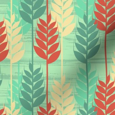 Midcentury Wild Grass - Teal Orange Yellow