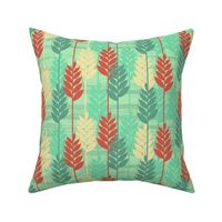 Midcentury Wild Grass - Teal Orange Yellow