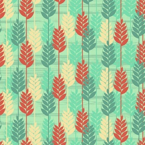 Midcentury Wild Grass - Teal Orange Yellow