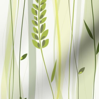 wild grasses - stylized leaves - shades of green