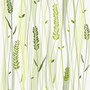 wild grasses - stylized leaves - shades of green