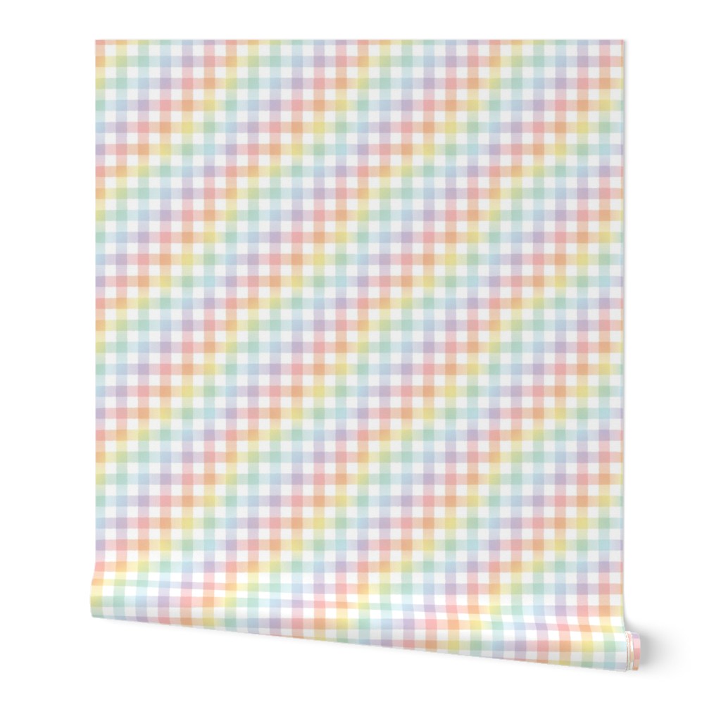 Pastel Rainbow Gradient Gingham - Medium Scale