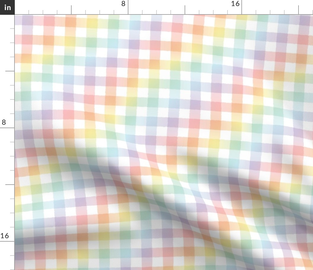 Pastel Rainbow Gradient Gingham - Medium Scale