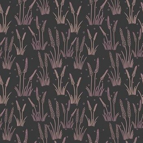 Wheat Line Art Pattern - Pink And Gray