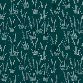 Wheat Line Art Pattern - Teal