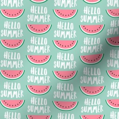 Hello Summer - watermelon - pink on mint - LAD21