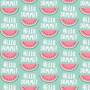 Hello Summer - watermelon - pink on mint - LAD21