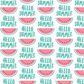 Hello Summer - watermelon - pink on white - LAD21
