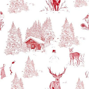 Red Winter Toile