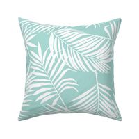 palm leaves on light turquoise mint 