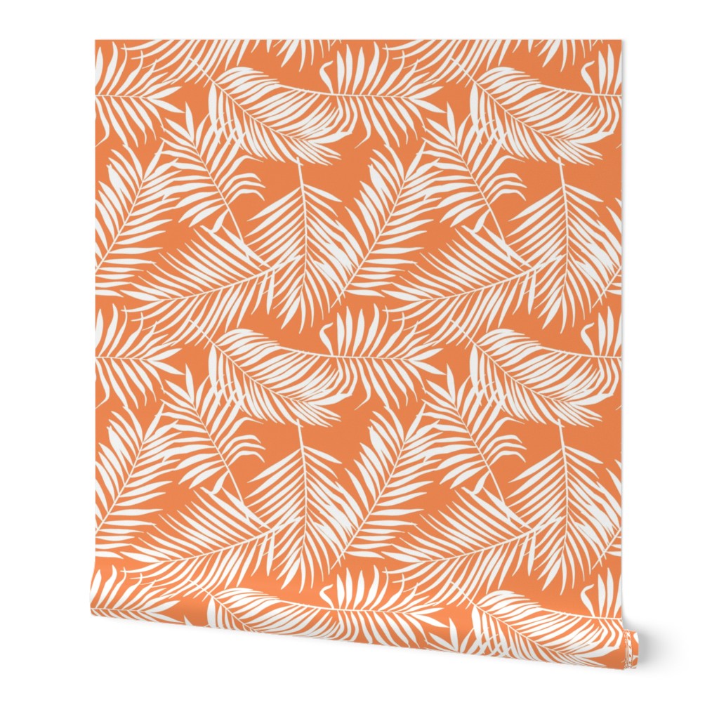 palm leaves on orange