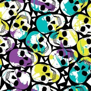 skulls with triangles colorful splashes