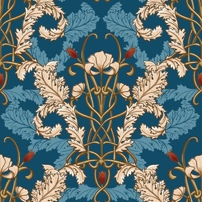 Art nouveau wallpaper peacock small 