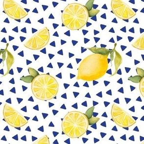 watercolor lemons with darker blue triangles smaller