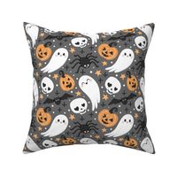 cute Halloween kawaii grey Halloween fabric