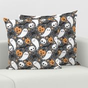 cute Halloween kawaii grey Halloween fabric