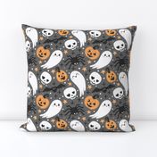 cute Halloween kawaii grey Halloween fabric