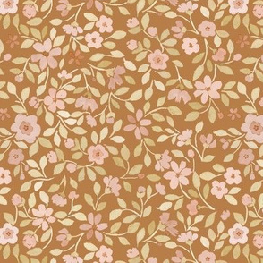 Ditsy Watercolor Florals - burnt orange - medium