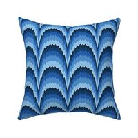 Flame stitch scallops blue large