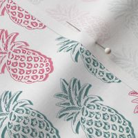 pineapple pink and blue on white