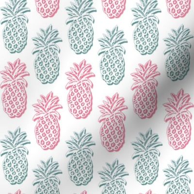 pineapple pink and blue on white