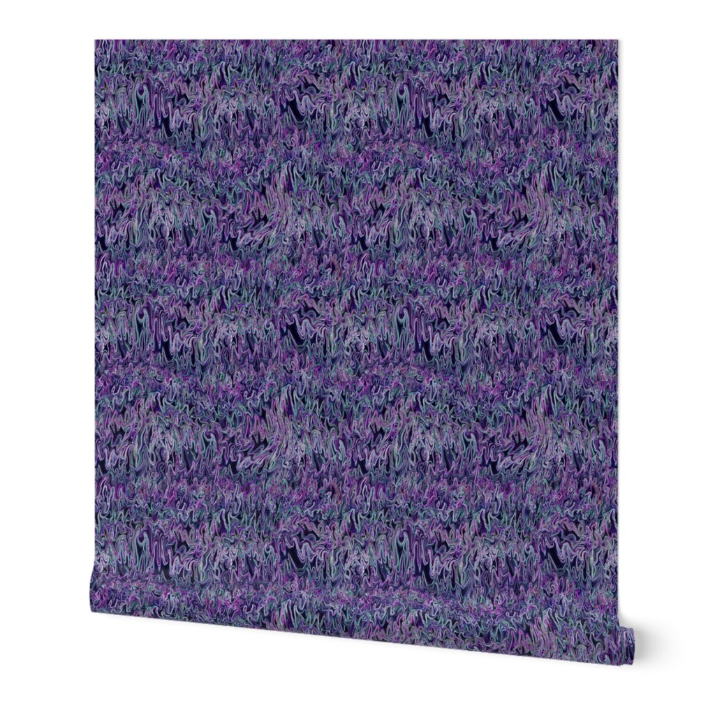 ZGZG3C - - Small -  Fluid Organic Blender in Variegated Purple and Aqua Squiggles on a Dark Ground