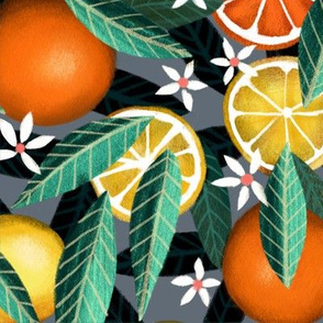 Lemons and Oranges with Green leaves