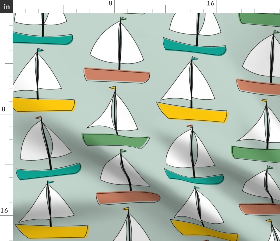 Sailboats - Teal